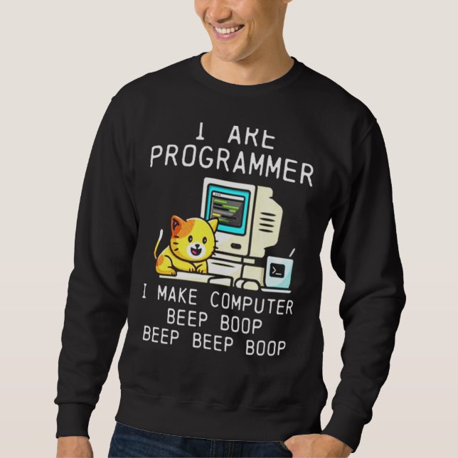 Sudadera Codificación de la bip de gatos del programador (Anverso)