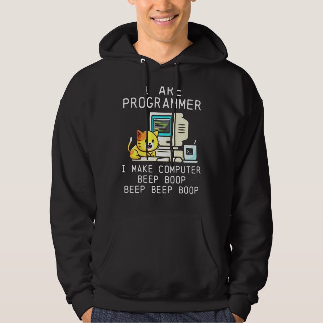 Sudadera Codificación de la bip de gatos del programador (Anverso)