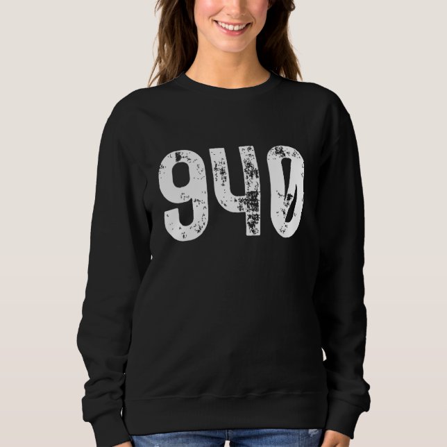 Sudadera Código de área 940 Denton TX Código de área de tel (Anverso)