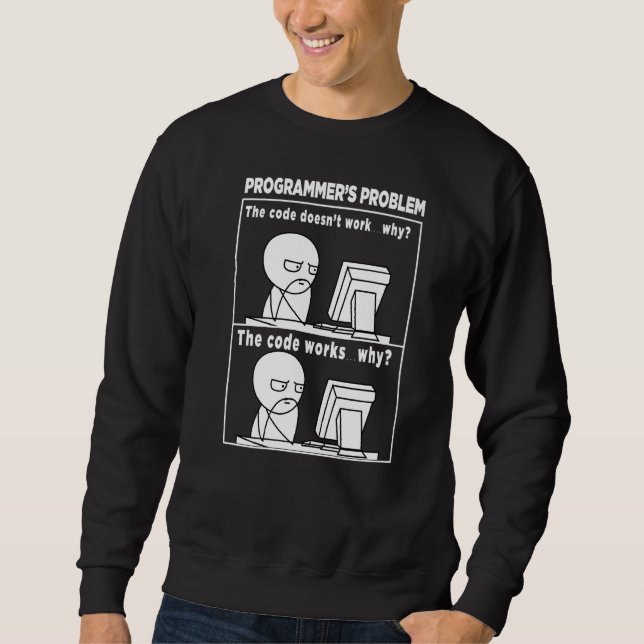 Sudadera Código de programador funciona por qué meme (Anverso)