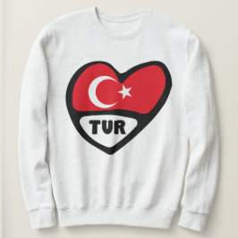Sudadera Código del país de la bandera del corazón de Turqu