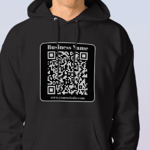 Sudadera Código QR editable negro y blanco estilo retro mod