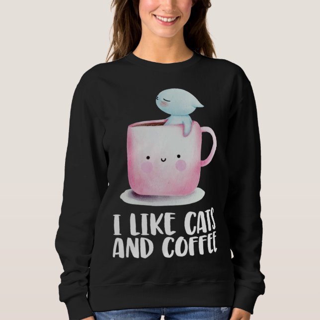 Sudadera Coffee and cats  Cat mug  Chilling cat (Anverso)