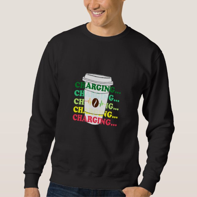 Sudadera Coffee Caffeine Charger Letra gráfica casual tee (Anverso)
