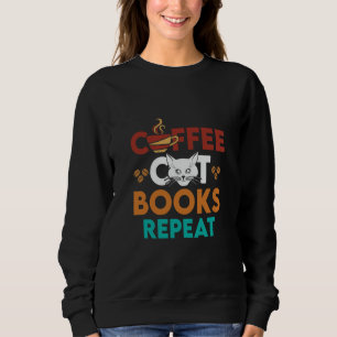 Sudadera Coffee Cat Books Repetir, Café leyendo Cat Lover