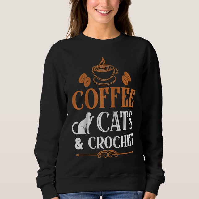 Sudadera Coffee Cats and Crochet  Arts and Crafts Raglan Ba (Anverso)