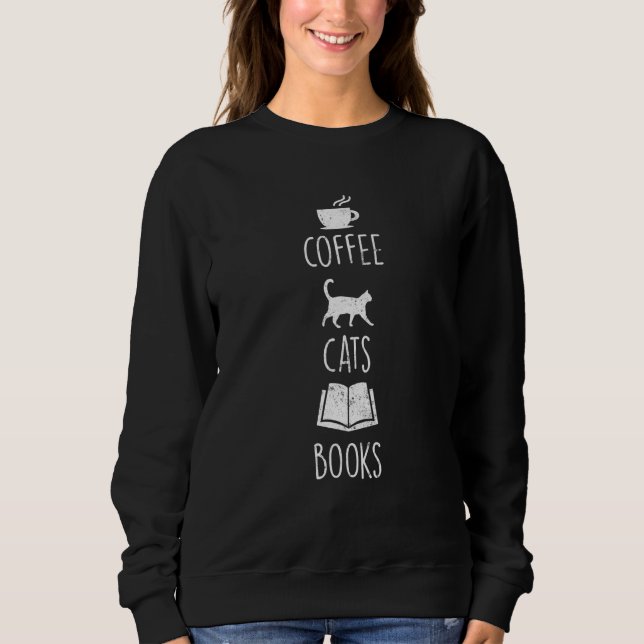 Sudadera Coffee Cats Libros Bookworm Caffeine Lover Hombres (Anverso)