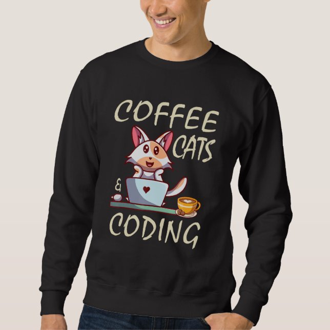 Sudadera Coffee Cats y Coding Coder Programador (Anverso)