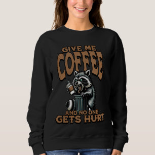 Sudadera Coffee gracioso lindo Raccoon Vintage Coffee