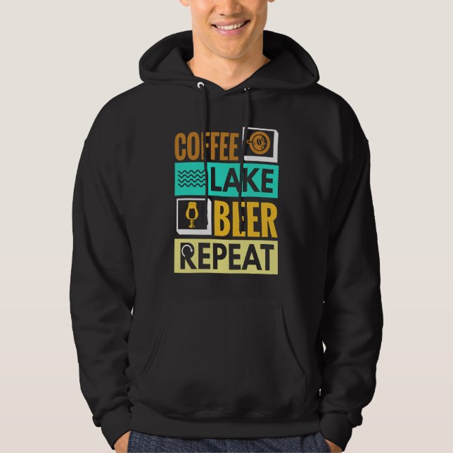 Sudadera Coffee Lake Beer Repeat! Funny camping (Anverso)