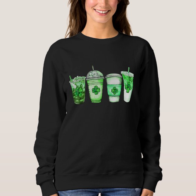 Sudadera Coffee Lucky Latte Green St. Patrick's Day Irish S (Anverso)