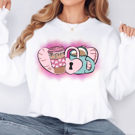 Sudadera Coffee Rosa Valentine Mug Doodle Sweatshirt