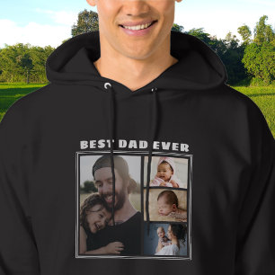 Sudadera Colage de fotos moderno para el mejor papá 4 Negro