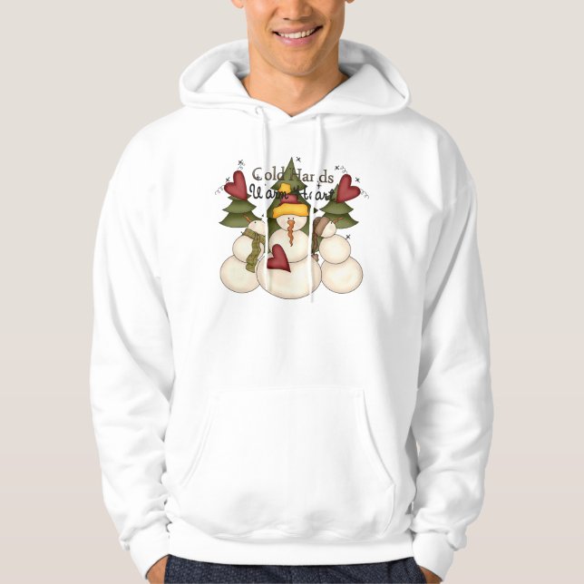 Sudadera Cold Hands Cálido Corazón Snowman Hooded Sweatshir (Anverso)