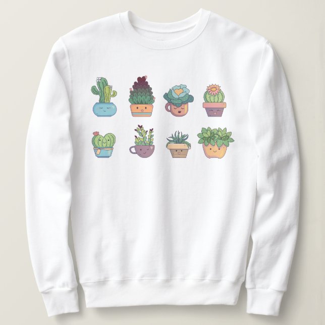 Sudadera Colector de Cactus Cute Kawaii Suculent Lover (Anverso del diseño)