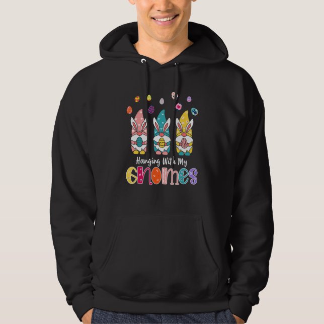 Sudadera Colgando Con Mis Gnomies Cute Gnome Bunny Happy Ea (Anverso)