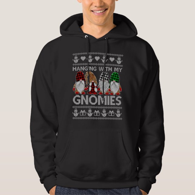 Sudadera Colgando Con Mis Navidades De Gnomies Afeos Gnomes (Anverso)