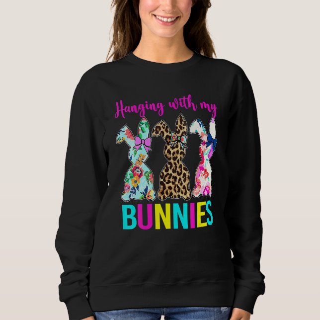 Sudadera Colgar con mis conejitos de conejo feliz Pascua (Anverso)