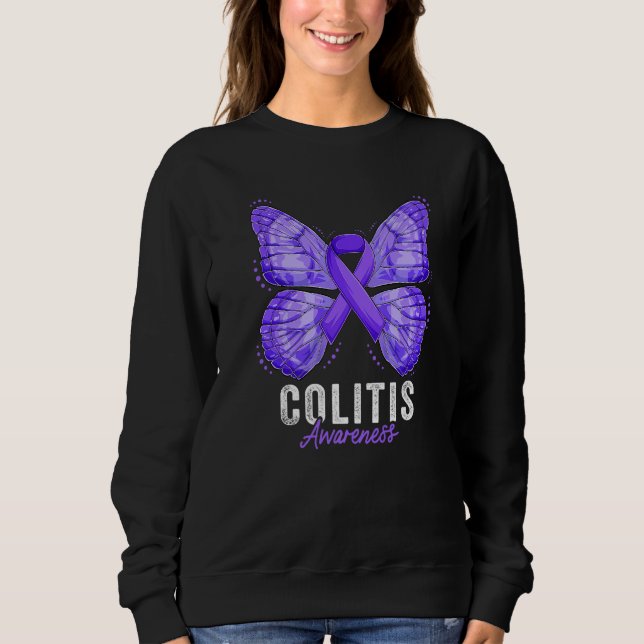 Sudadera Colitis Awareness Month Butterfly Purple Ribbon Pr (Anverso)