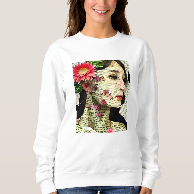 Sudadera Collage de arte de la mujer bonito (Anverso)