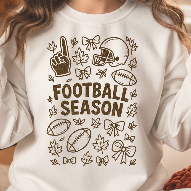 Sudadera Collage de Doodle de la temporada de fútbol acoged (Football Season Doodle Collage Sweatshirt)
