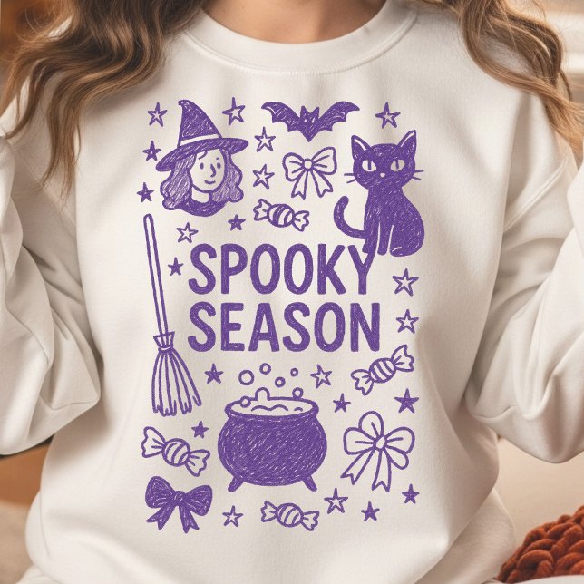 Sudadera Collage de doodle de temporada espeluznante de man (Spooky Season Hand Drawn Doodle Collage)