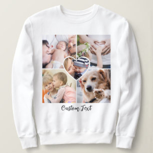 Sudadera Collage de Fotos de Corazón con Escritura Moderna 