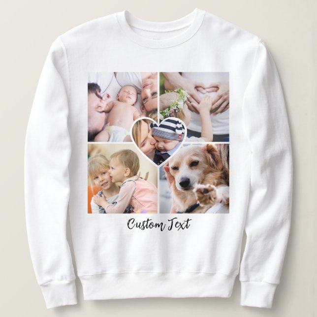 Sudadera Collage de Fotos de Corazón con Escritura Moderna  (Anverso del diseño)