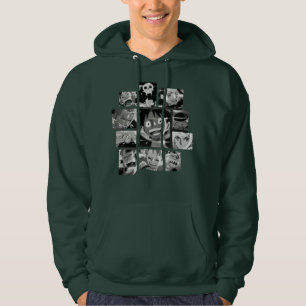 Sudadera collage de paneles de anime y manga en blanco y ne