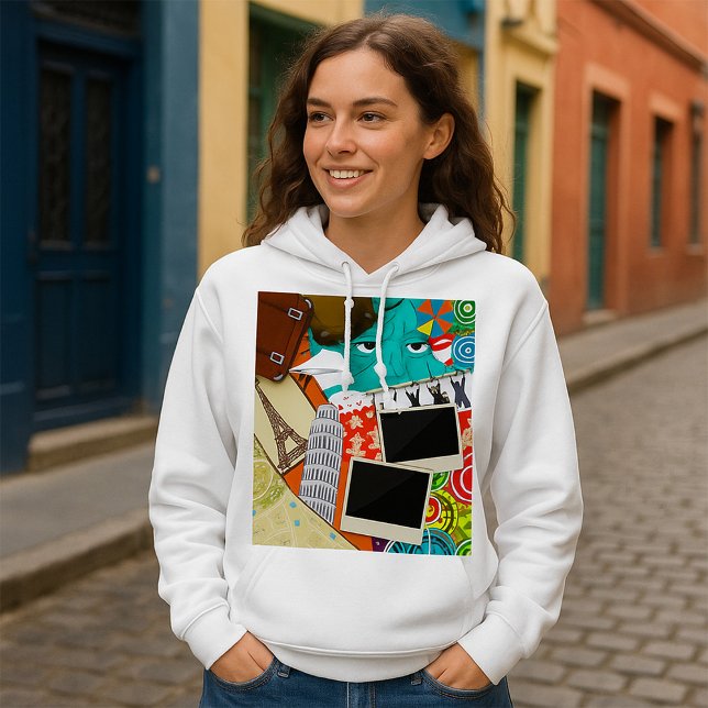 Sudadera Collage de viaje con monumentos icónicos Vacacione (Subido por el creador)