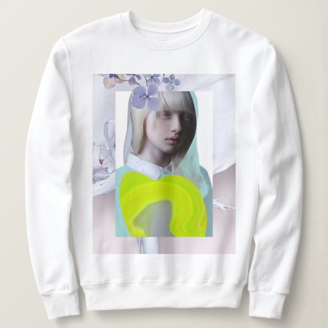 Sudadera Collage jeune fille pastel et fluo  (Anverso del diseño)