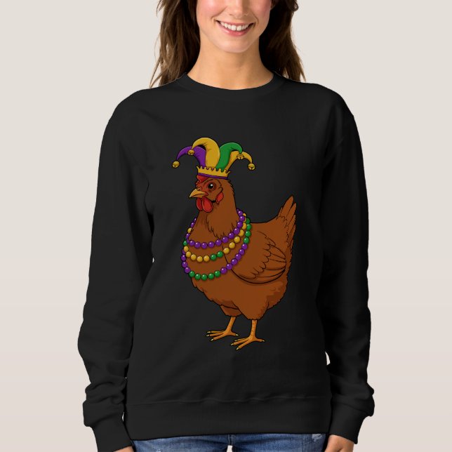 Sudadera Collares de cuentas de Pollo Bufón Mardi Gras Grac (Anverso)
