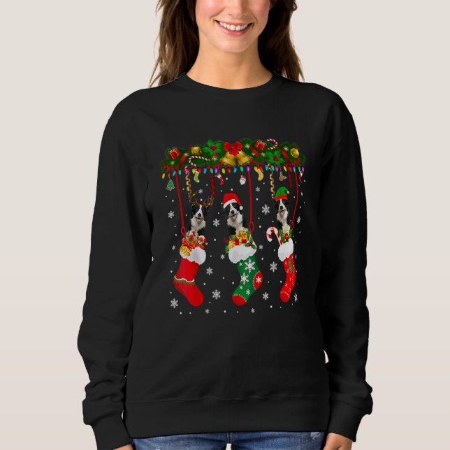 Sudadera Collie de frontera en Navidades divertidos de reno (Anverso)