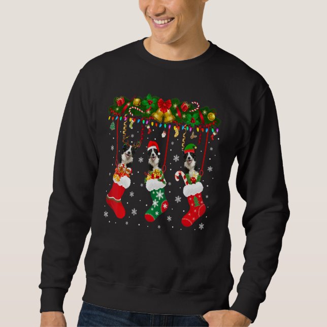 Sudadera Collie de frontera en perro de reno de navidad (Anverso)