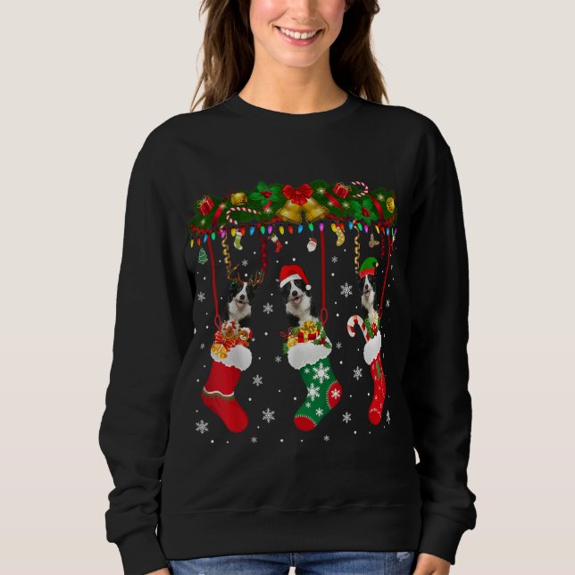 Sudadera Collie de frontera en perro de Santa ELF, reno de  (Anverso)