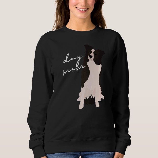 Sudadera Collie de la frontera blanca y negra Perro mamá Pe (Anverso)