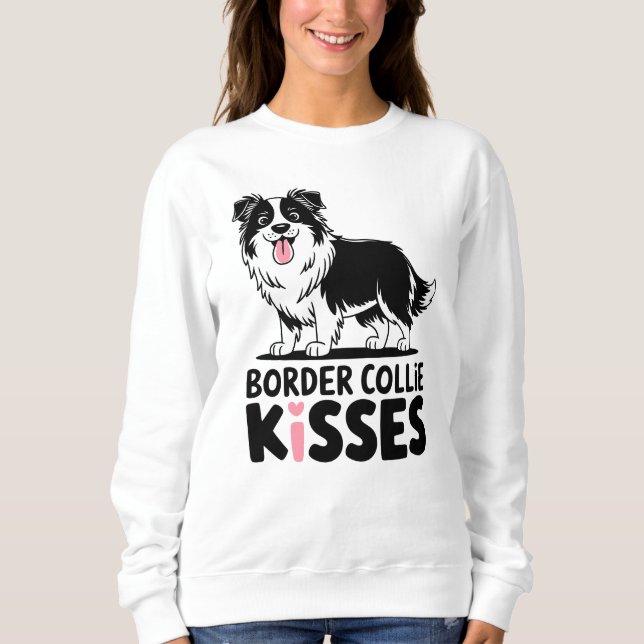 Sudadera Collie fronteriza suave besa a Personalizado cacho (Anverso)