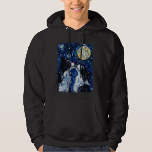 Sudadera Collies Borde los perros Pintura nocturna estrella