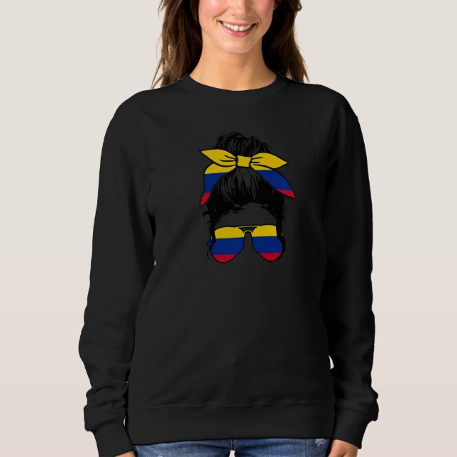 Sudadera Colombia: Chica del orgullo hispano por la bandera (Anverso)