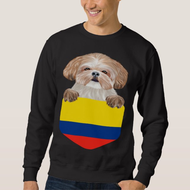 Sudadera Colombia Flag Shih Tzu Dog In Pocket (Anverso)
