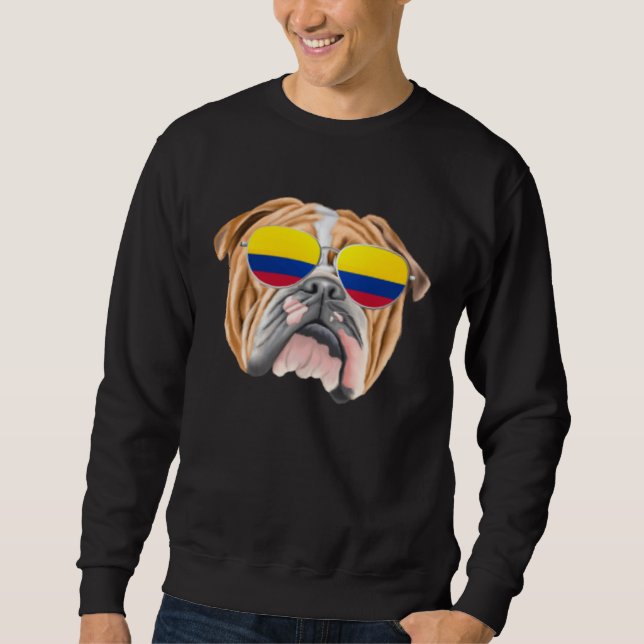 Sudadera Colombian Flag Bulldog Dog Colombia Pocket (Anverso)