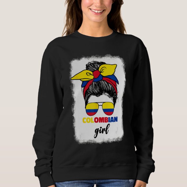 Sudadera Colombiana Colombia Flag Cute Colombian Girl For W (Anverso)