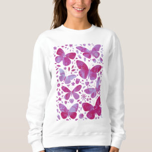 Sudadera Color de agua de mariposa rosa