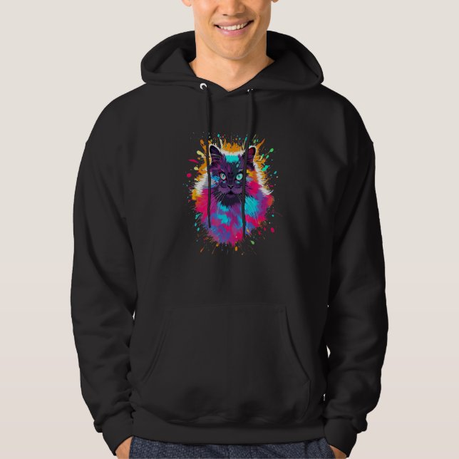 Sudadera Color Explosion Nebelung Cute and Colorful Cat (Anverso)