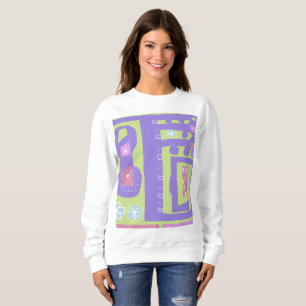 Sudadera Color floral Decnic Ethnic Print Purple Green Whit
