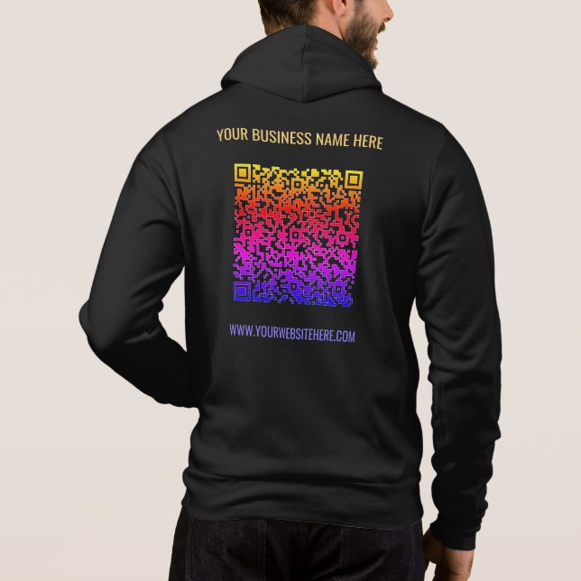 Sudadera Color QR Code Business Hoodie with Custom Text (Reverso)