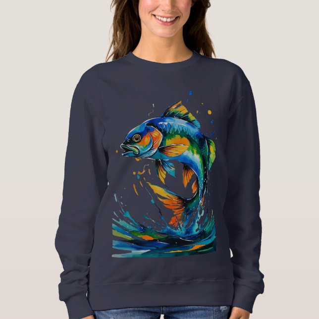 Sudadera Color Splash Fish – Women’s Sweatshirt (Anverso)
