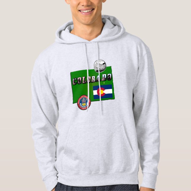 Sudadera Colorado Picture Text, Flag, Seal, Quarter, Map (Anverso)