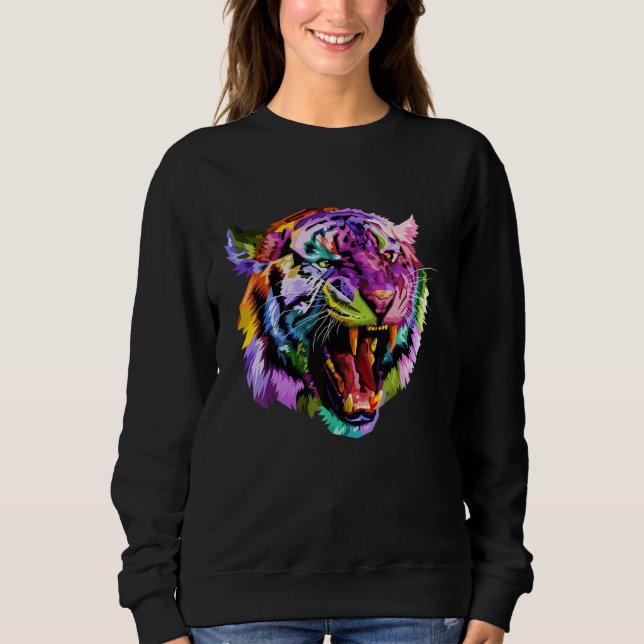 Sudadera Colorful Angry Tiger Art Graphic (Anverso)