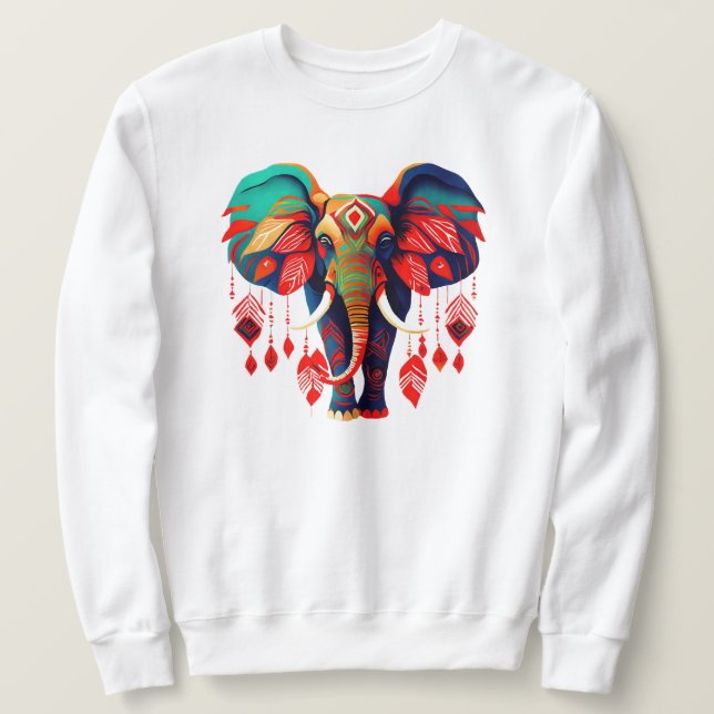 Sudadera Colorful Bohemian Style Elephant (Anverso del diseño)